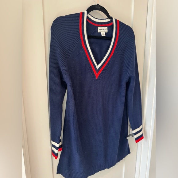 for the Republic Navy blue & red V-Neck Sweater Americana for the USA size L - Picture 3 of 9